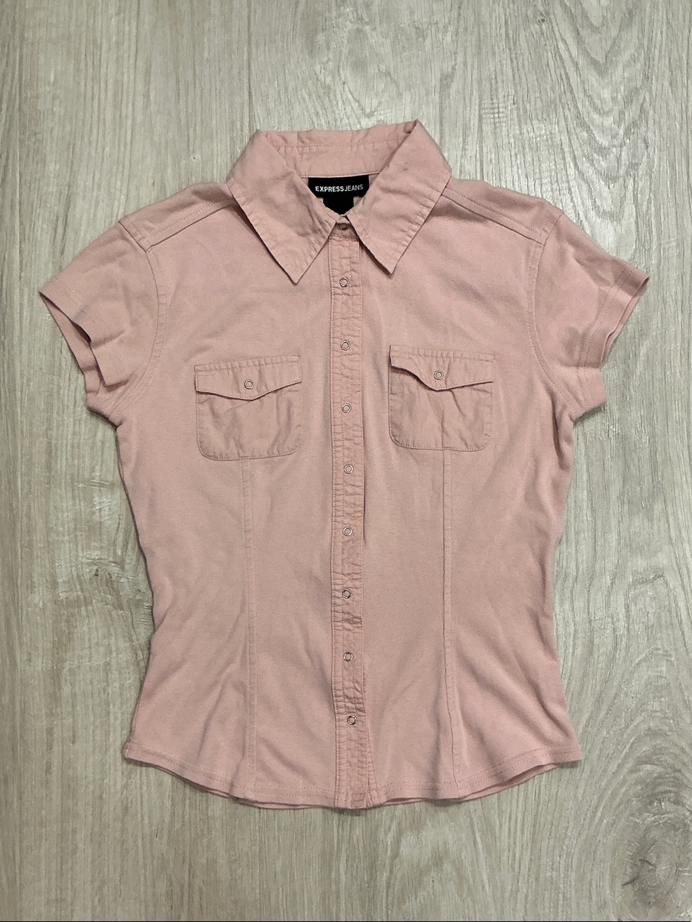 Vintage Express Pink Short-Sleeve Button-Down Shirt